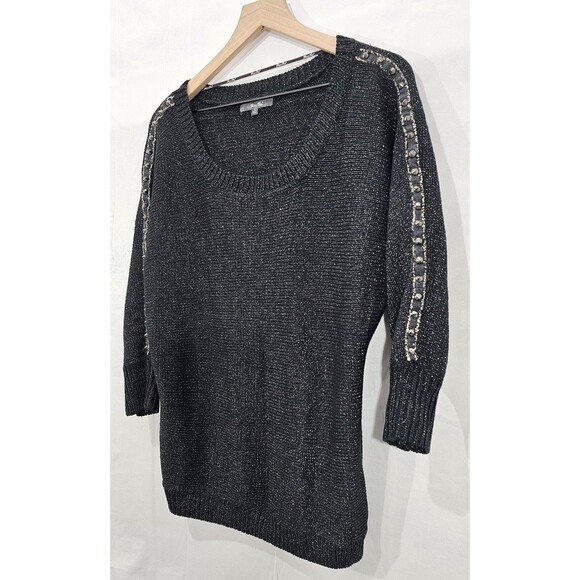 Miss Me Womens Sweater Glam Fairy Goth Y2K Metallic Studded Spikes Charcoal Sz L - Picture 8 of 15